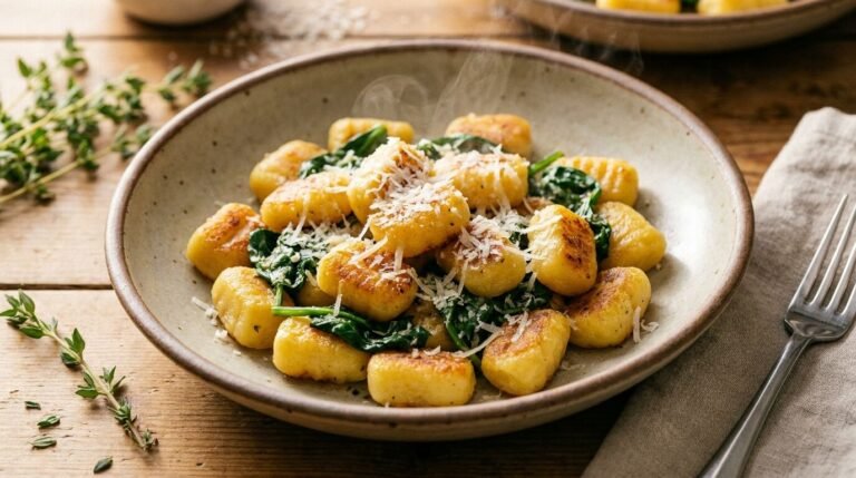 Garlic Butter Gnocchi with Spinach